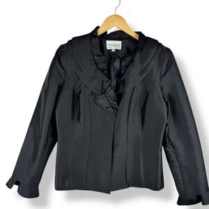 Lily & Taylor Vintage 90s Silk Wool Black Blazer Womens Size 12 Career USA Made